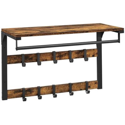 Vasagle Wall-Mounted Coat Rack - 10 Hooks - Black - Coat Rack with Shelf and Hooks Vasagle Wall-Mounted Coat Rack - 10 Hooks - Black - Coat Rack with Shelf and Hooks
