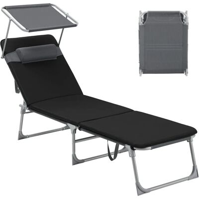 SONGMICS Chaise Longue Pliante Noire - Salon de Jardin - Publicité SONGMICS Chaise Longue Pliante Noire - Salon de Jardin - Publicité