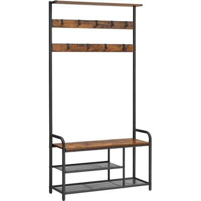 Appendiabiti VASAGLE con Panchina per Scarpe - Rustico, 9 Ganci, Ripiano Superiore Appendiabiti VASAGLE con Panchina per Scarpe - Rustico, 9 Ganci, Ripiano Superiore