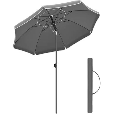 SONGMICS Beach Umbrella UPF 50+ Adjustable Grey - Beach Umbrella SONGMICS Beach Umbrella UPF 50+ Adjustable Grey - Beach Umbrella