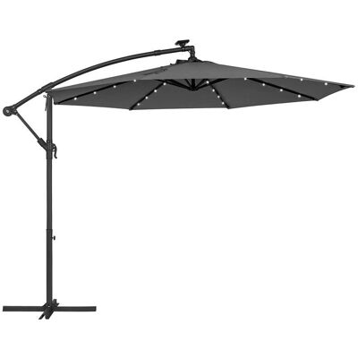 Szary parasol ogrodowy Songmics z LED-owym oświetleniem - 3 m bananowy parasol Szary parasol ogrodowy Songmics z LED-owym oświetleniem - 3 m bananowy parasol