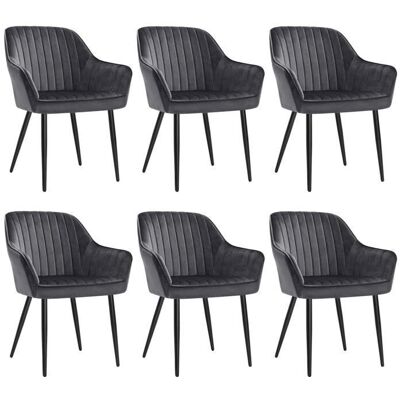 Set de 6 Chaises de Salle à Manger SONGMICS Gris - Accoudoirs, Velours, 49cm Assise - Publicité Set de 6 Chaises de Salle à Manger SONGMICS Gris - Accoudoirs, Velours, 49cm Assise - Publicité