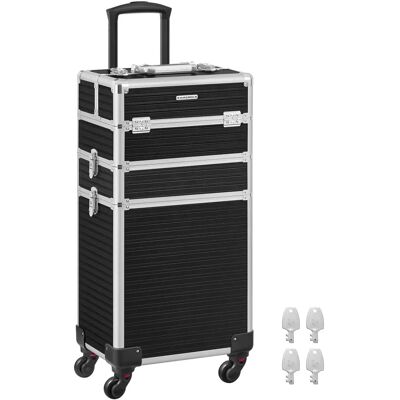 Songmics Großer Trolley mit Rädern Professionelle Kosmetikkoffer - Schwarz Songmics Großer Trolley mit Rädern Professionelle Kosmetikkoffer - Schwarz