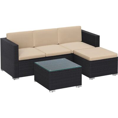 SONGMICS Gartenmöbel-Set Schwarz-Taupe - Sofa, Tisch & Kissen SONGMICS Gartenmöbel-Set Schwarz-Taupe - Sofa, Tisch & Kissen