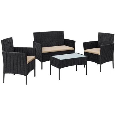 Ensemble de Mobilier de Jardin Noir et Taupe - Ratán en PE - Publicité Ensemble de Mobilier de Jardin Noir et Taupe - Ratán en PE - Publicité