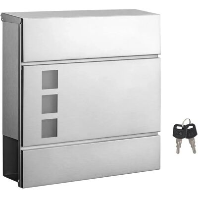 SONGMICS Wall-mounted Mail Box with Lock - Mailbox, Silver, Lockable, Newspaper Holder SONGMICS Wall-mounted Mail Box with Lock - Mailbox, Silver, Lockable, Newspaper Holder