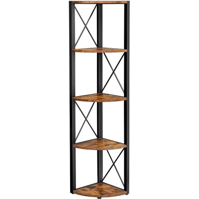 Raft de colț VASAGLE cu 5 niveluri - Maro rustic și negru - Unitate de depozitare Raft de colț VASAGLE cu 5 niveluri - Maro rustic și negru - Unitate de depozitare
