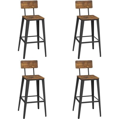 VASAGLE Vintage Brown-Black Set of 2 Industrial Bar Stools VASAGLE Vintage Brown-Black Set of 2 Industrial Bar Stools