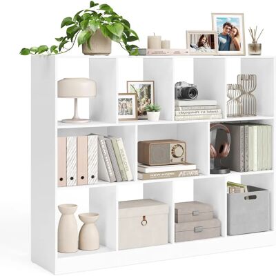 VASAGLE Moderner weißer Bücherregal mit 11 Fächern - Bücherregal VASAGLE Moderner weißer Bücherregal mit 11 Fächern - Bücherregal