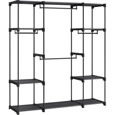SONGMICS Black Portable Clothes Wardrobe - 4 Sections, Large Capacity SONGMICS Black Portable Clothes Wardrobe - 4 Sections, Large Capacity