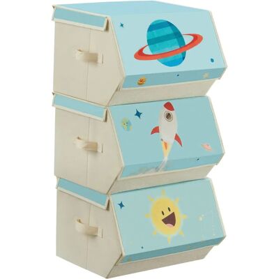 Conjunto de caixas de armazenamento Homestoreking para crianças - Tema espacial - 38x35x25 cm Conjunto de caixas de armazenamento Homestoreking para crianças - Tema espacial - 38x35x25 cm
