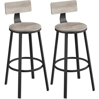 Vasagle - 2 kappalaisia korkeita jakkaroita - Teräksinen runko - 73cm korkea - Helppo kokoaa Vasagle - 2 kappalaisia korkeita jakkaroita - Teräksinen runko - 73cm korkea - Helppo kokoaa