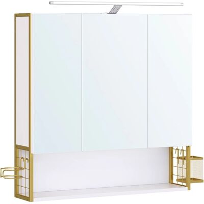 SONGMICS Vasagle Armoire Murale avec Miroir, Rangement Salle de Bain LED - Fixation Murale, Étagère Ajustable, Support Sèche-Cheveux, Pot - Publicité SONGMICS Vasagle Armoire Murale avec Miroir, Rangement Salle de Bain LED - Fixation Murale, Étagère Ajustable, Support Sèche-Cheveux, Pot - Publicité