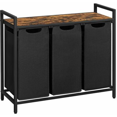 Vasagle 3x38L Porszívó kuka - Téglalap alakú Szövet, MDF, Acél Fekete, Barna Vasagle 3x38L Porszívó kuka - Téglalap alakú Szövet, MDF, Acél Fekete, Barna