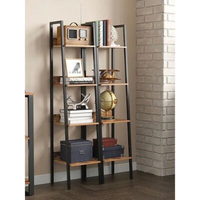 VASAGLE - 4-stufiges Leiterregal - Braun - Schwarz - Shelf VASAGLE - 4-stufiges Leiterregal - Braun - Schwarz - Shelf