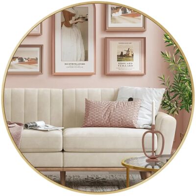 SONGMICS Runder Wandspiegel - 61x61 cm - Metallrahmen in Gold SONGMICS Runder Wandspiegel - 61x61 cm - Metallrahmen in Gold