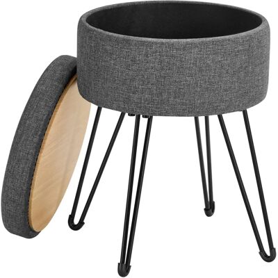SONGMICS Dunkelgrauer Sitzhocker mit Stauraum - Gepolsterter Sitz, Metallbeine SONGMICS Dunkelgrauer Sitzhocker mit Stauraum - Gepolsterter Sitz, Metallbeine