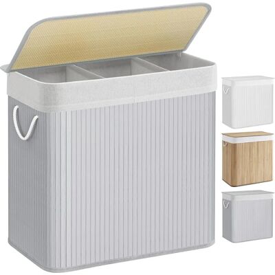 SONGMICS Bamboo Laundry Basket - 3 Bags, Grey SONGMICS Bamboo Laundry Basket - 3 Bags, Grey