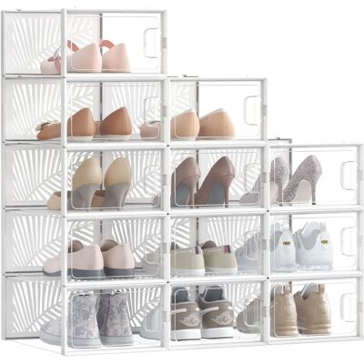 Scatole Porta Scarpe SONGMICS - Impilabili, Trasparenti, Bianche - Organizzazione Scarpe Scatole Porta Scarpe SONGMICS - Impilabili, Trasparenti, Bianche - Organizzazione Scarpe
