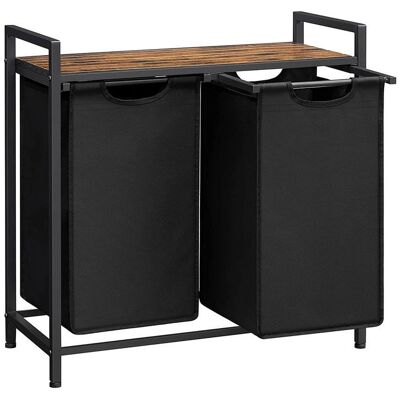 VASAGLE Laundry Basket - 2 Compartments - 92L - Black & Brown - Laundry Organizer VASAGLE Laundry Basket - 2 Compartments - 92L - Black & Brown - Laundry Organizer