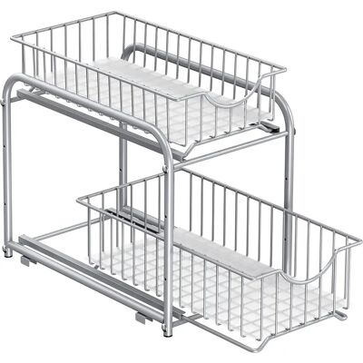 SONGMICS Silver 2-Tier Sliding Storage Organizer - Kitchen & Bathroom SONGMICS Silver 2-Tier Sliding Storage Organizer - Kitchen & Bathroom