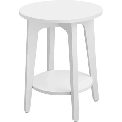 VASAGLE Weiße Runde Beistelltisch - Modernes 2-stöckiges Regal - Unterstützt 90kg VASAGLE Weiße Runde Beistelltisch - Modernes 2-stöckiges Regal - Unterstützt 90kg
