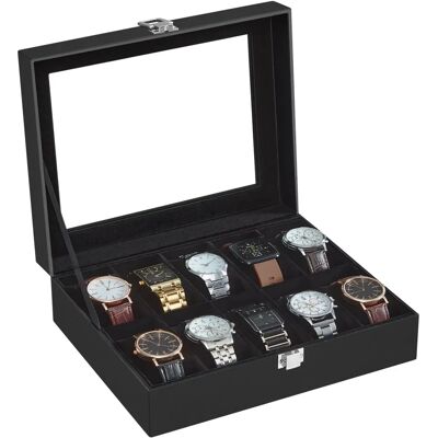 SONGMICS Black Watch Storage Box with Removable Pillows - Watch Organizer SONGMICS Black Watch Storage Box with Removable Pillows - Watch Organizer