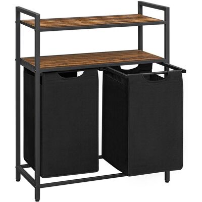 Vasagle Modèle BLH211B01 Panier à linge - Rectangulaire 92L MDF Oxford Acier Noir Marron - Publicité Vasagle Modèle BLH211B01 Panier à linge - Rectangulaire 92L MDF Oxford Acier Noir Marron - Publicité