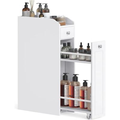 VASAGLE Kleiner weißer Badezimmerschrank mit Schubladen - Badschrank VASAGLE Kleiner weißer Badezimmerschrank mit Schubladen - Badschrank