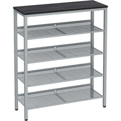VASAGLE 5-stöckiger Stahl-Schuhschrank - Industriell Grau & Silber VASAGLE 5-stöckiger Stahl-Schuhschrank - Industriell Grau & Silber