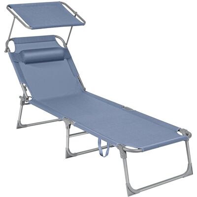 Songmics Blaue Klappbare Liege mit Sonnendach - Garten Songmics Blaue Klappbare Liege mit Sonnendach - Garten
