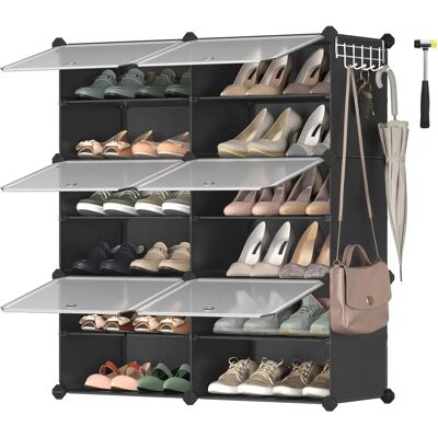 Songmics Black Interlocking Shoe Rack - Shoe Storage Cabinet for 24 Pairs Songmics Black Interlocking Shoe Rack - Shoe Storage Cabinet for 24 Pairs