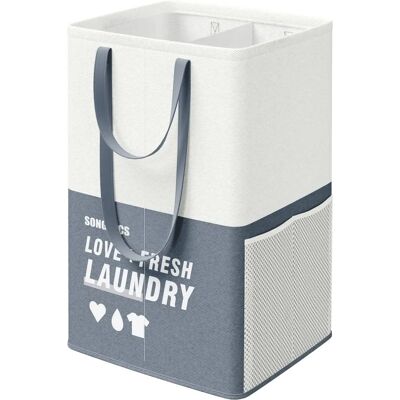 SONGMICS Large Laundry Basket - 90L, Foldable, Dual Compartments - Laundry Basket SONGMICS Large Laundry Basket - 90L, Foldable, Dual Compartments - Laundry Basket