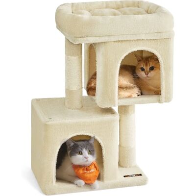 Arbre à chat avec 2 niches - Petit Beige 67cm - Publicité Arbre à chat avec 2 niches - Petit Beige 67cm - Publicité
