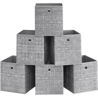 SONGMICS Boîte de rangement pliable grise - Lot de 6, 30cm - Publicité SONGMICS Boîte de rangement pliable grise - Lot de 6, 30cm - Publicité