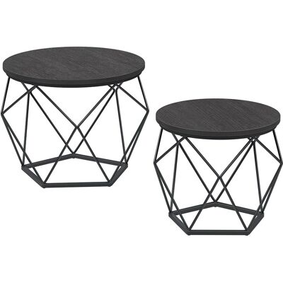 VASAGLE Runder Couchtisch-Set - Schwarz VASAGLE Runder Couchtisch-Set - Schwarz