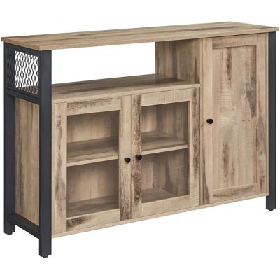VASAGLE Rustikaler Braun und Schwarzer Sideboard - Stauraumschrank für Esszimmer VASAGLE Rustikaler Braun und Schwarzer Sideboard - Stauraumschrank für Esszimmer