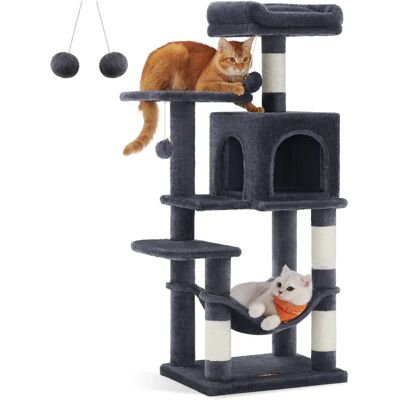 Feandrea Rauchgrauer Katzenbaum mit Hängematte & Pompoms - Katzenbaum Feandrea Rauchgrauer Katzenbaum mit Hängematte & Pompoms - Katzenbaum