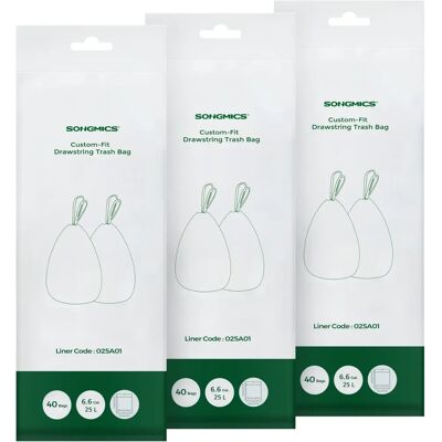 SONGMICS Weiße Müllbeutel für 25L Küchenschränke - 80 Stück SONGMICS Weiße Müllbeutel für 25L Küchenschränke - 80 Stück