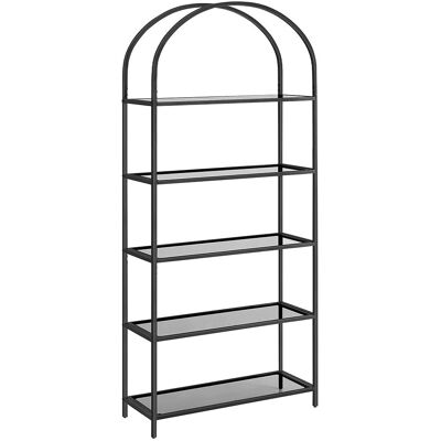 VASAGLE 5-Tier Glass Shelf - Black + Grey Shelf Unit VASAGLE 5-Tier Glass Shelf - Black + Grey Shelf Unit