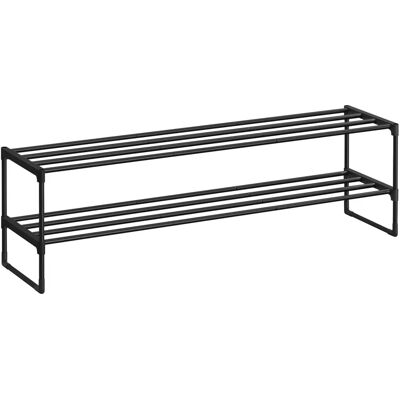 SONGMICS Schwarzes Metall Schuhregal - 2-stöckig, 92x30x33cm SONGMICS Schwarzes Metall Schuhregal - 2-stöckig, 92x30x33cm