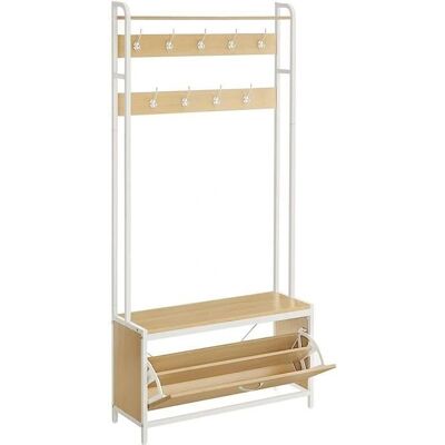 VASAGLE Porte-manteaux Beige/Blanc avec Rangement à Chaussures - Style industriel - Publicité VASAGLE Porte-manteaux Beige/Blanc avec Rangement à Chaussures - Style industriel - Publicité