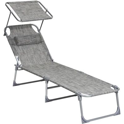 SONGMICS Grijze Opvouwbare Ligstoel - Lounge Chair SONGMICS Grijze Opvouwbare Ligstoel - Lounge Chair