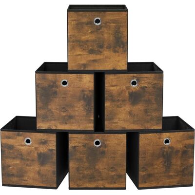 Boîtes de Rangement SONGMICS Marron Rustique et Noir - 33x33x33 cm Boîtes de Rangement SONGMICS Marron Rustique et Noir - 33x33x33 cm