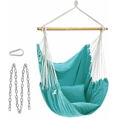 SONGMICS Hängesessel mit 2 Kissen und Metallkette - Türkis SONGMICS Hängesessel mit 2 Kissen und Metallkette - Türkis
