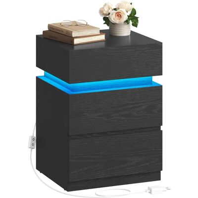 VASAGLE Nachttisch mit LED-Beleuchtung - Modern 3-Schubladen Nachttisch VASAGLE Nachttisch mit LED-Beleuchtung - Modern 3-Schubladen Nachttisch