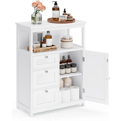 VASAGLE Bathroom Storage Cabinet - 3-Drawer White Free-standing Unit VASAGLE Bathroom Storage Cabinet - 3-Drawer White Free-standing Unit