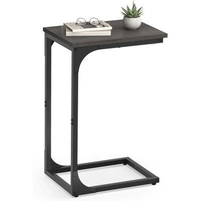 VASAGLE - Slim C-Shaped Side Table - Grey Oak - Side Table VASAGLE - Slim C-Shaped Side Table - Grey Oak - Side Table