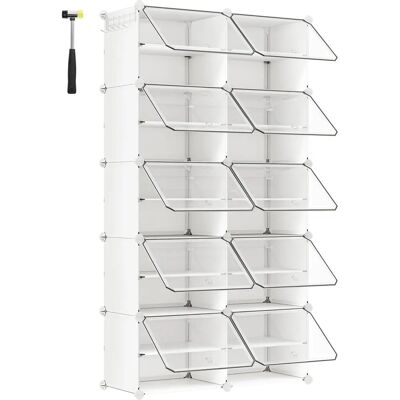 SONGMICS Weißer Modularer Schuhschrank - 10 Fächer SONGMICS Weißer Modularer Schuhschrank - 10 Fächer
