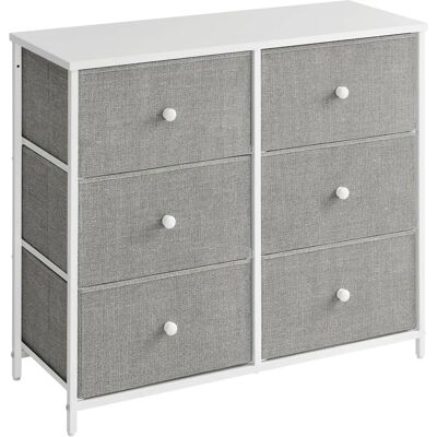 Chiffonnier SONGMICS gris clair + blanc - Commode - Publicité Chiffonnier SONGMICS gris clair + blanc - Commode - Publicité